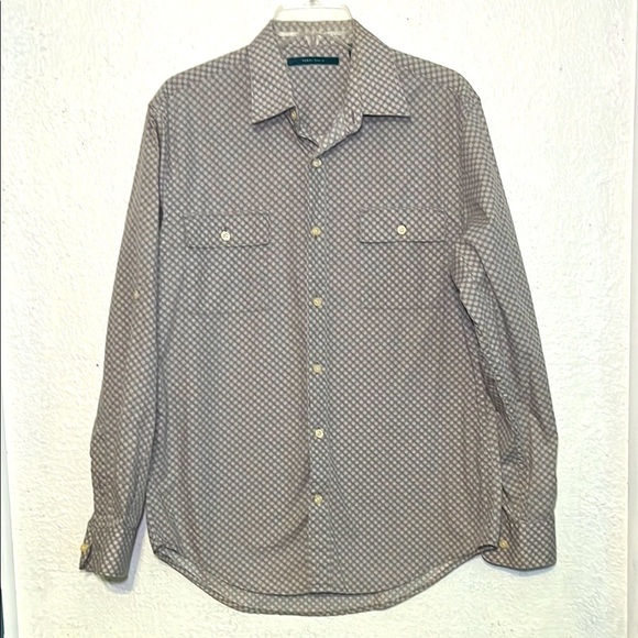 Perry Ellis, 100% cotton grey button front shirt with front pockets size medium - Picture 1 of 6